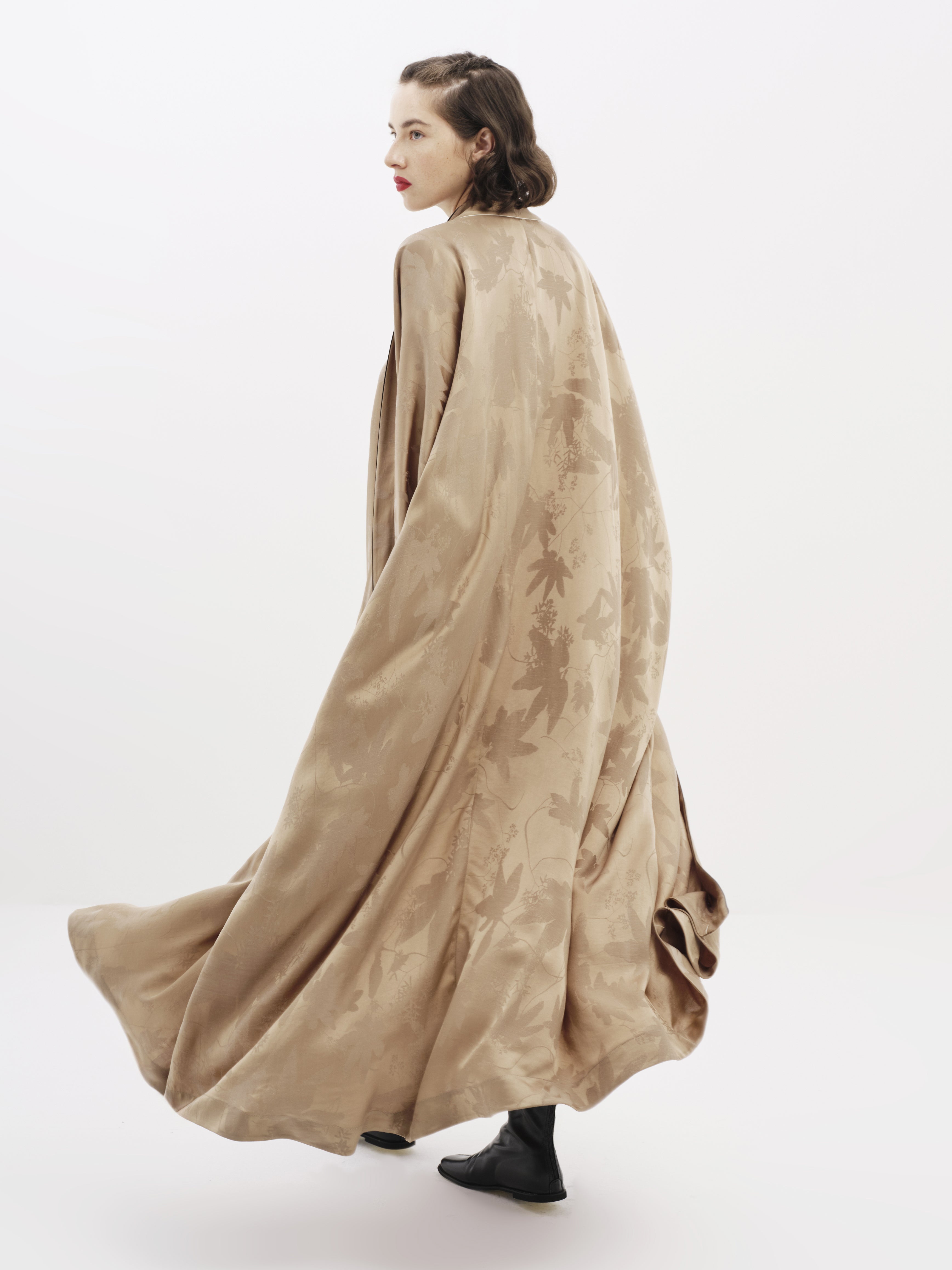 Beige Embroidered Abaya Co-ord Set