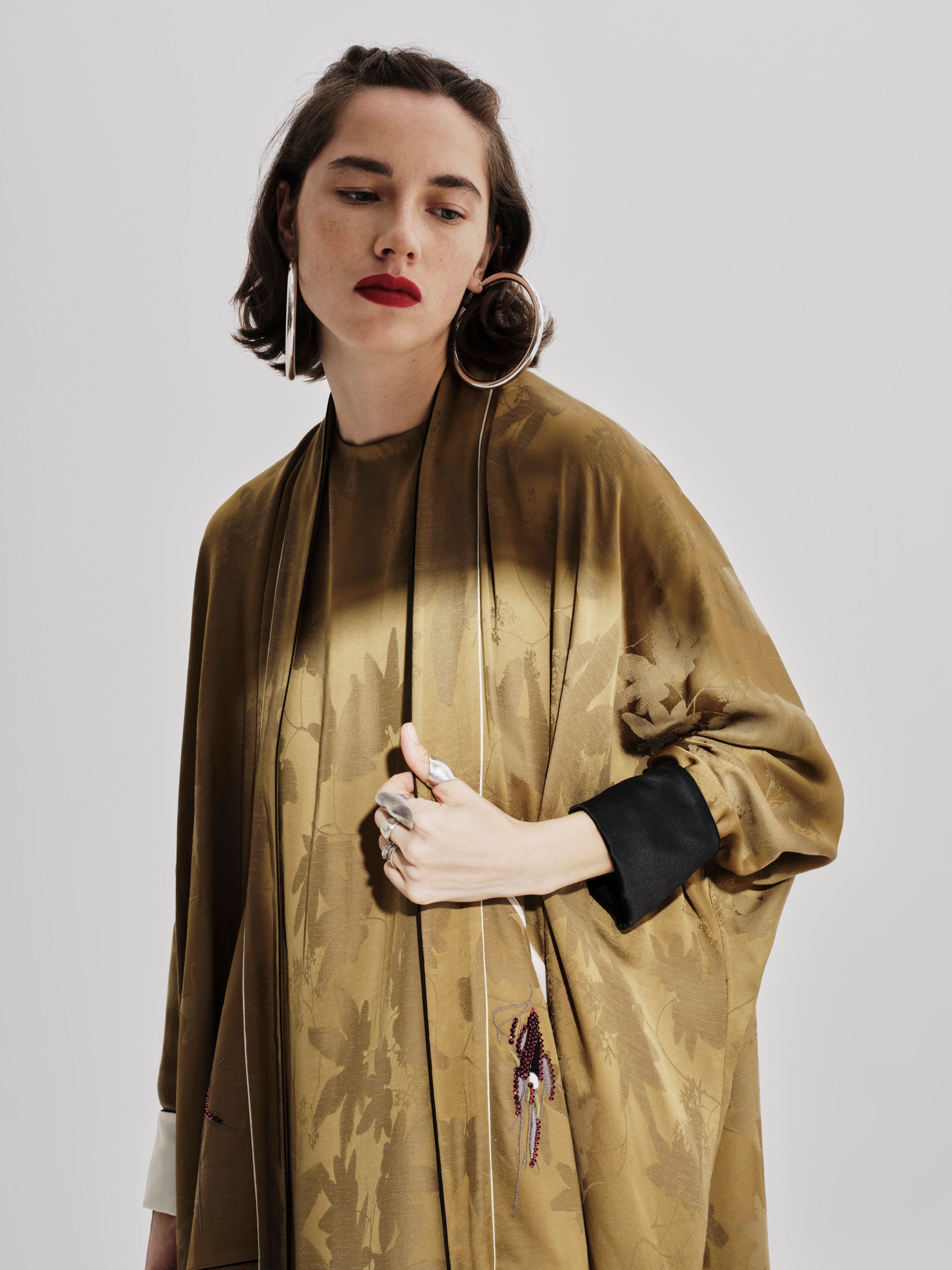 Olive Embroidered Abaya Co-ord Set