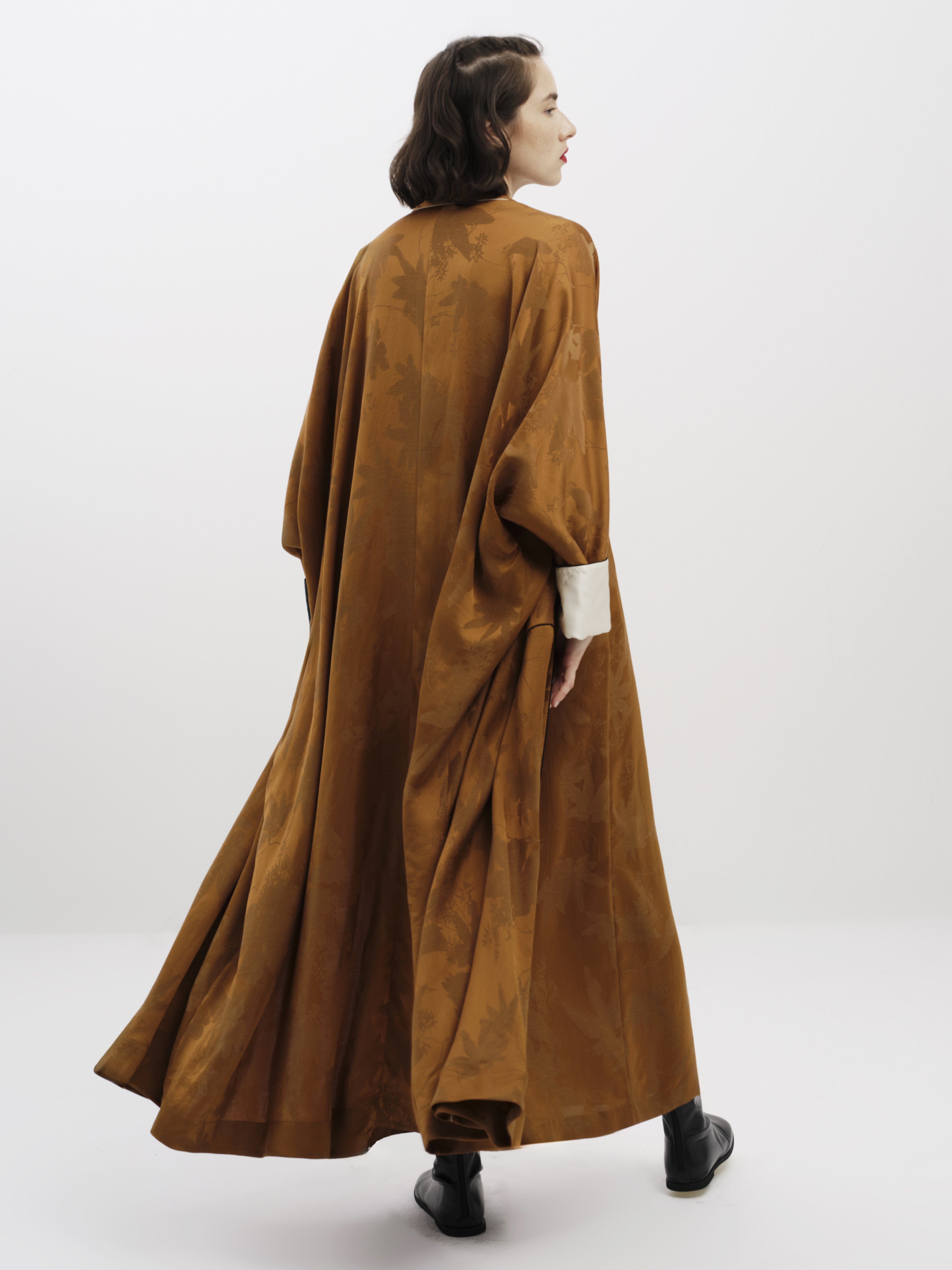 Orange Embroidered Abaya Co-ord Set