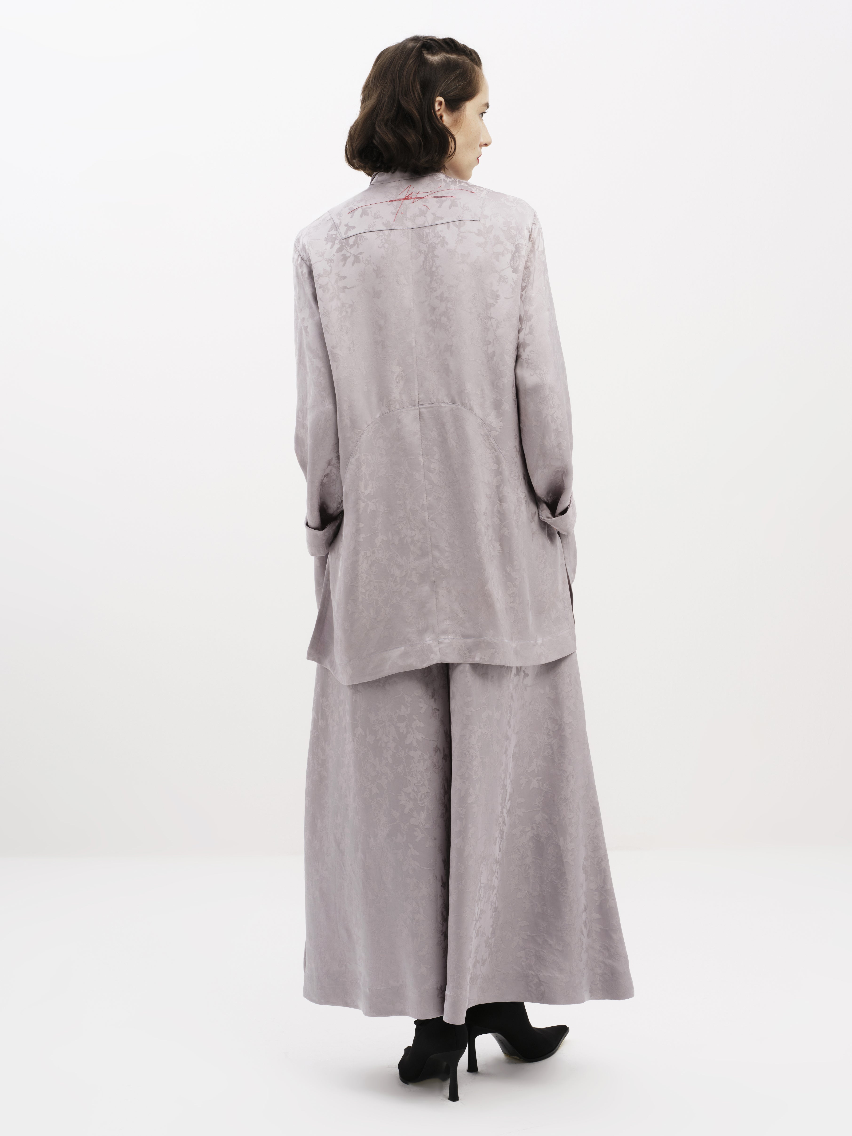 Light Grey Silk Jacquard Co-ord Set