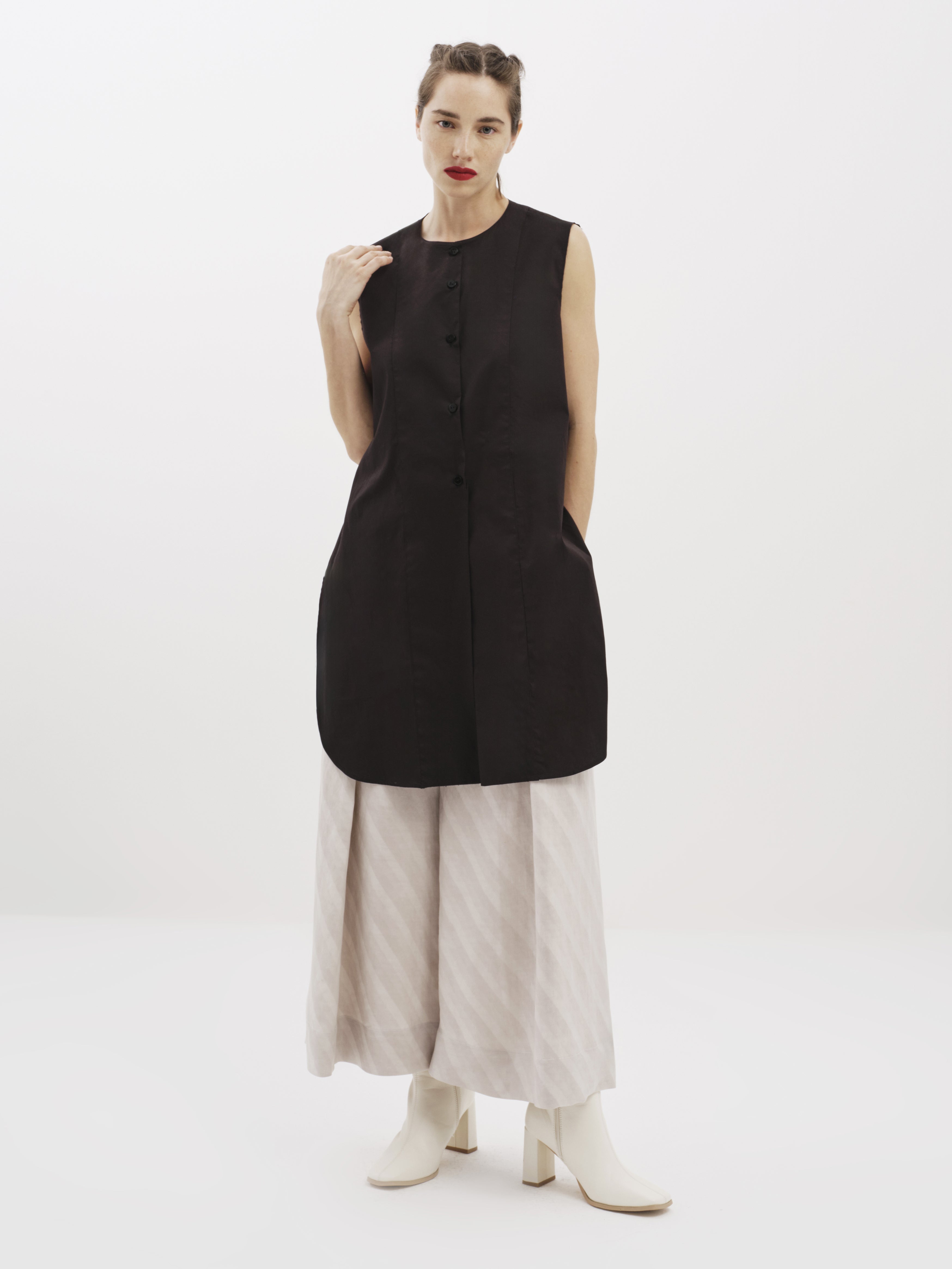 Black Cotton Top with Red Embroidery