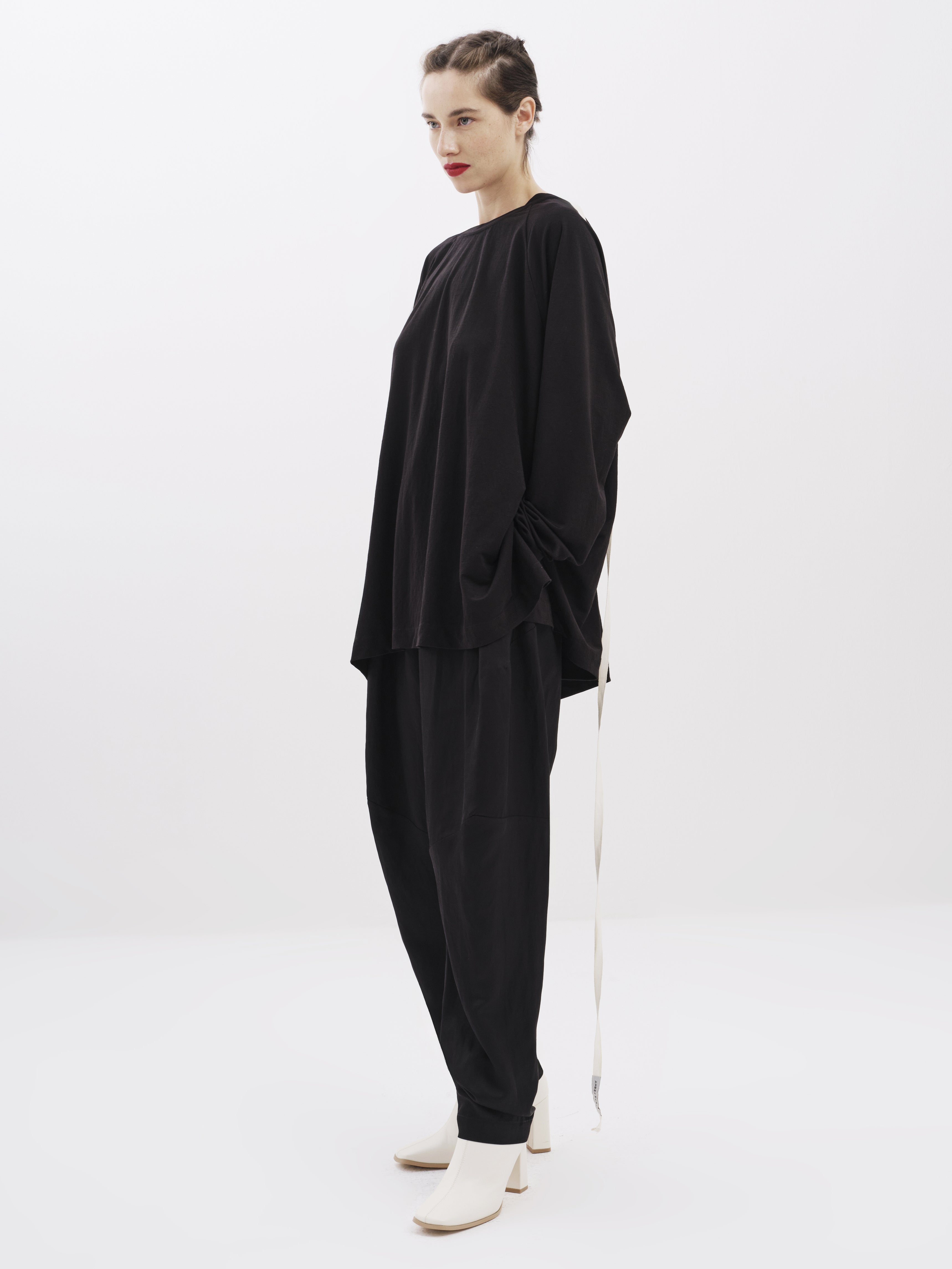 Black Long-Sleeve Top with Ribbons