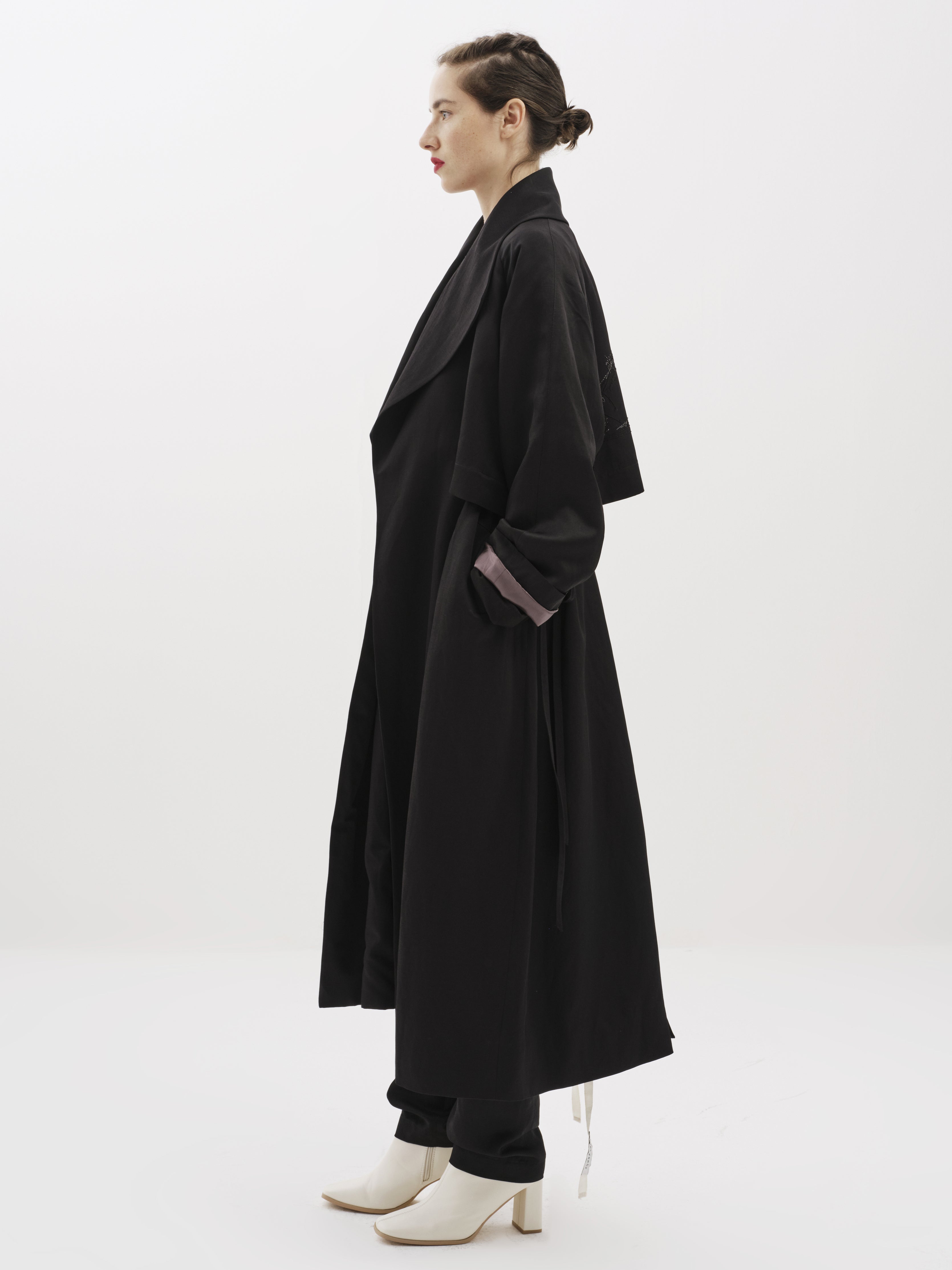 Embroidered Linen Trench