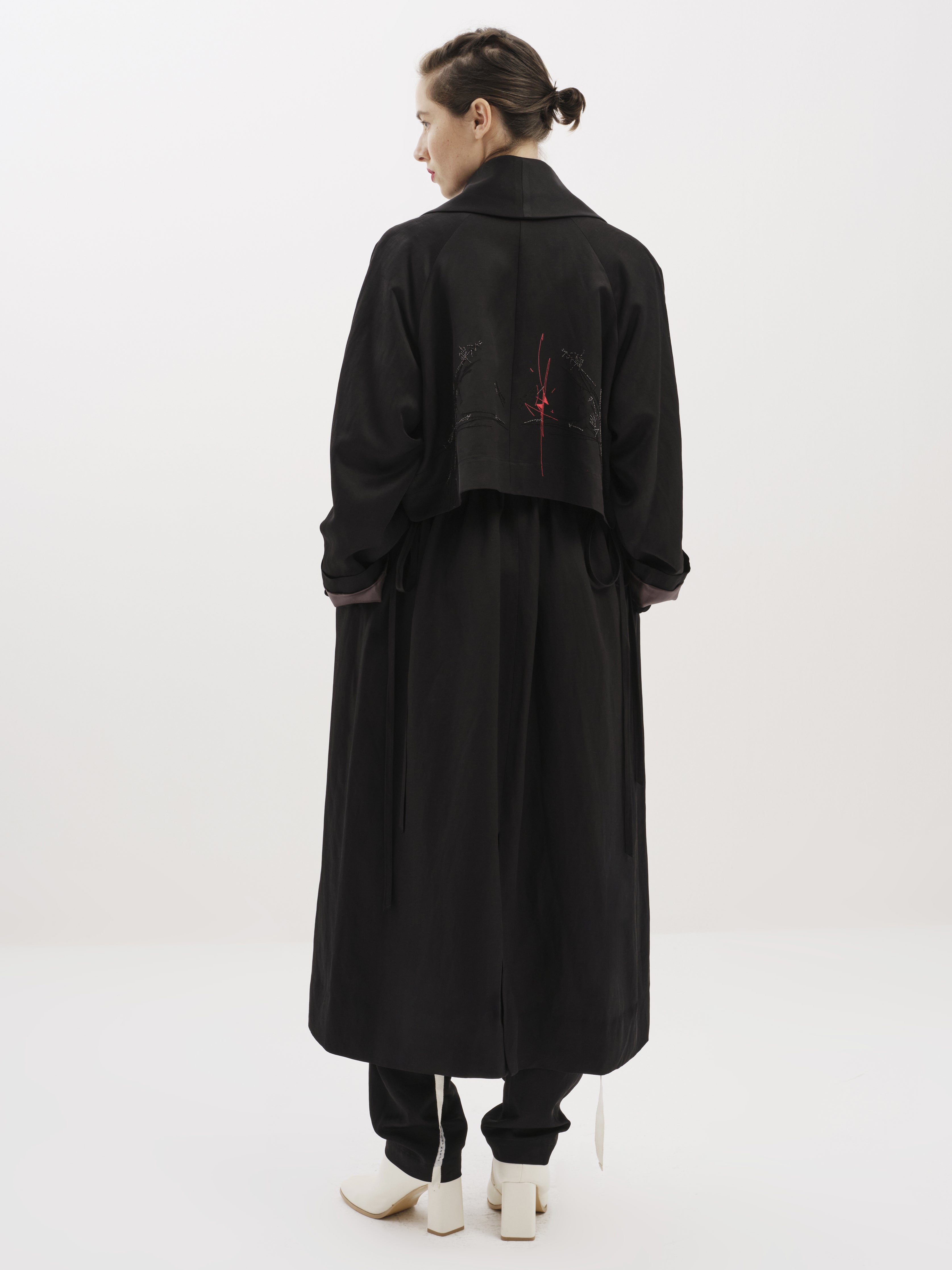 Embroidered Linen Trench
