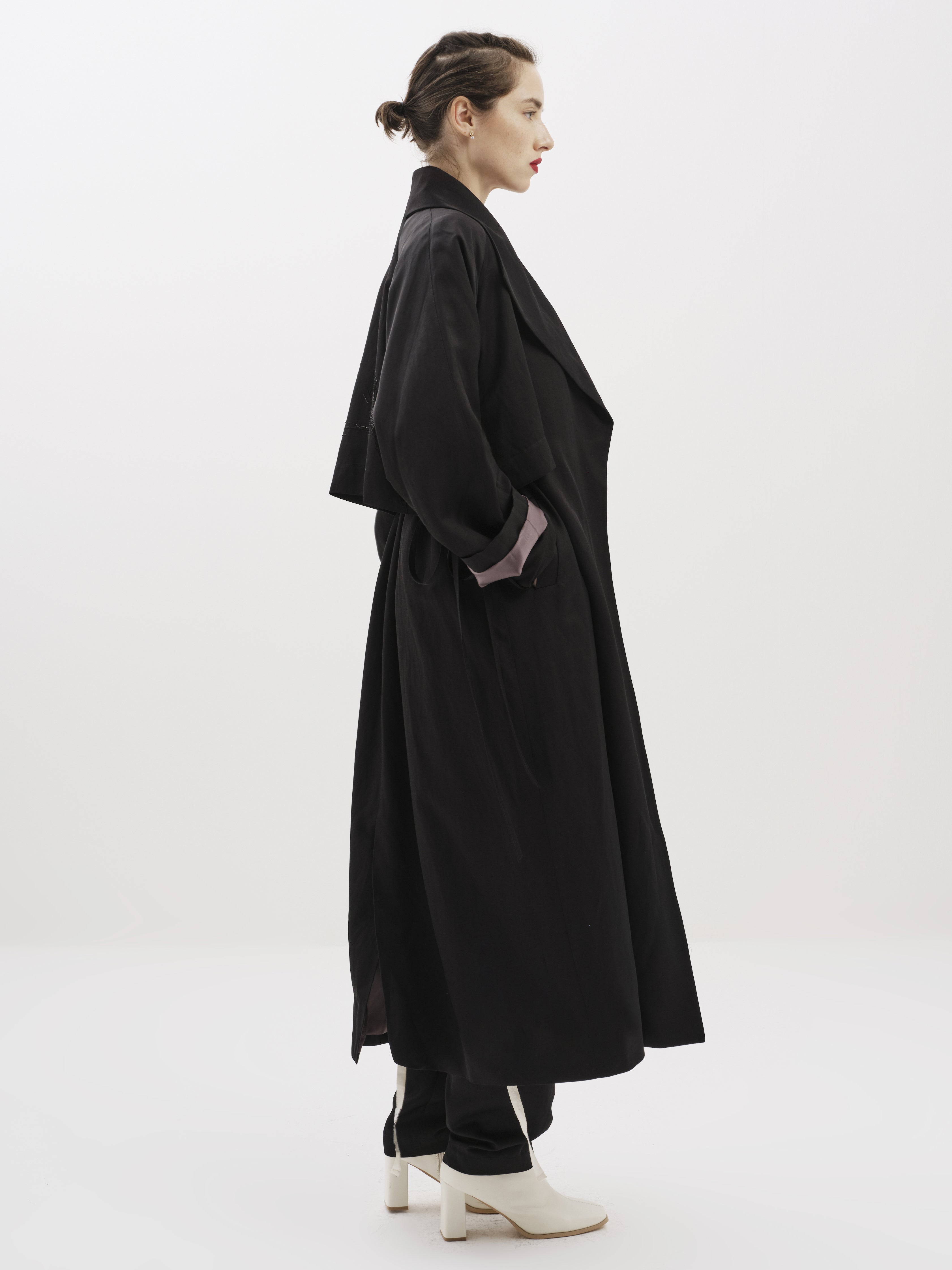 Embroidered Linen Trench
