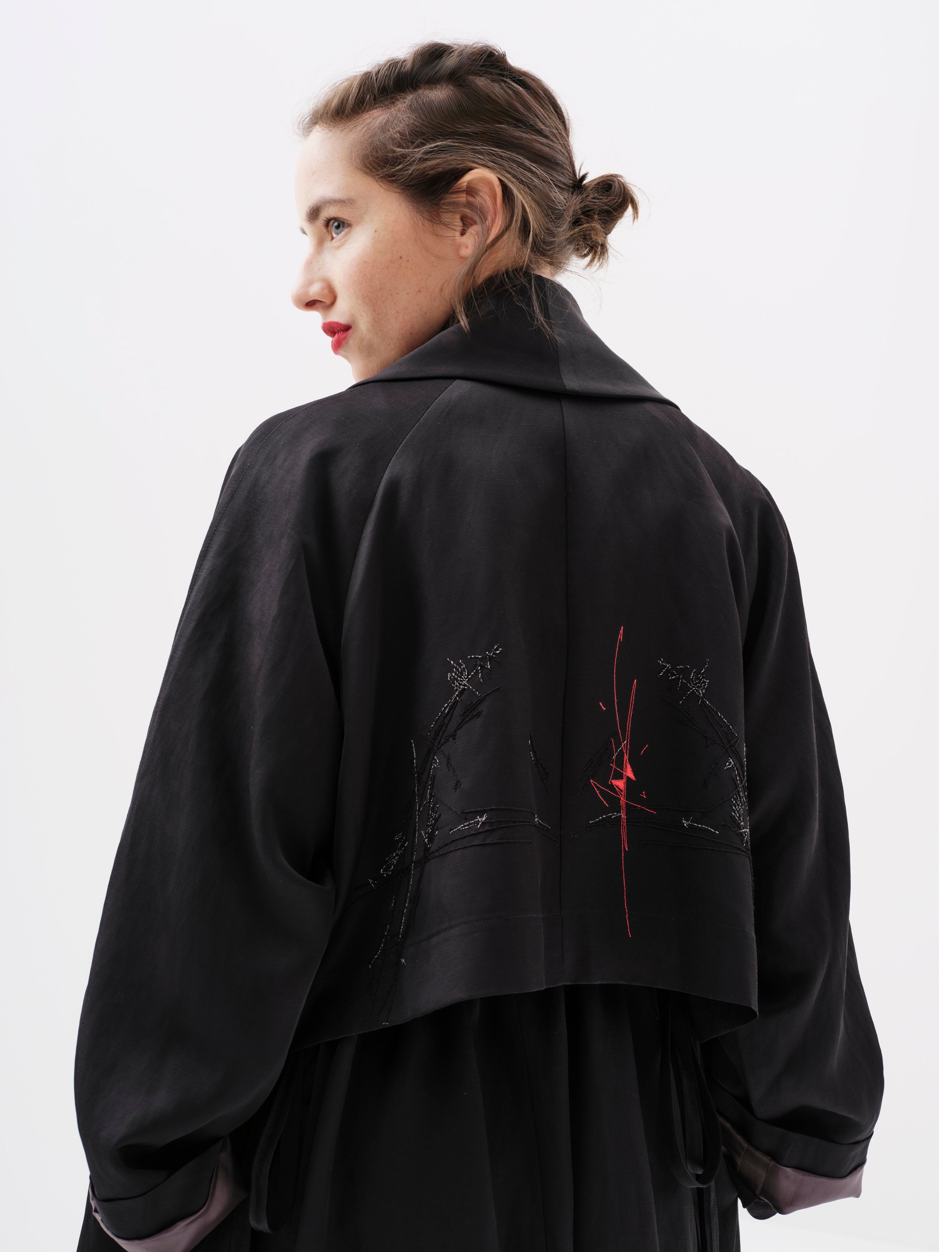 Embroidered Linen Trench