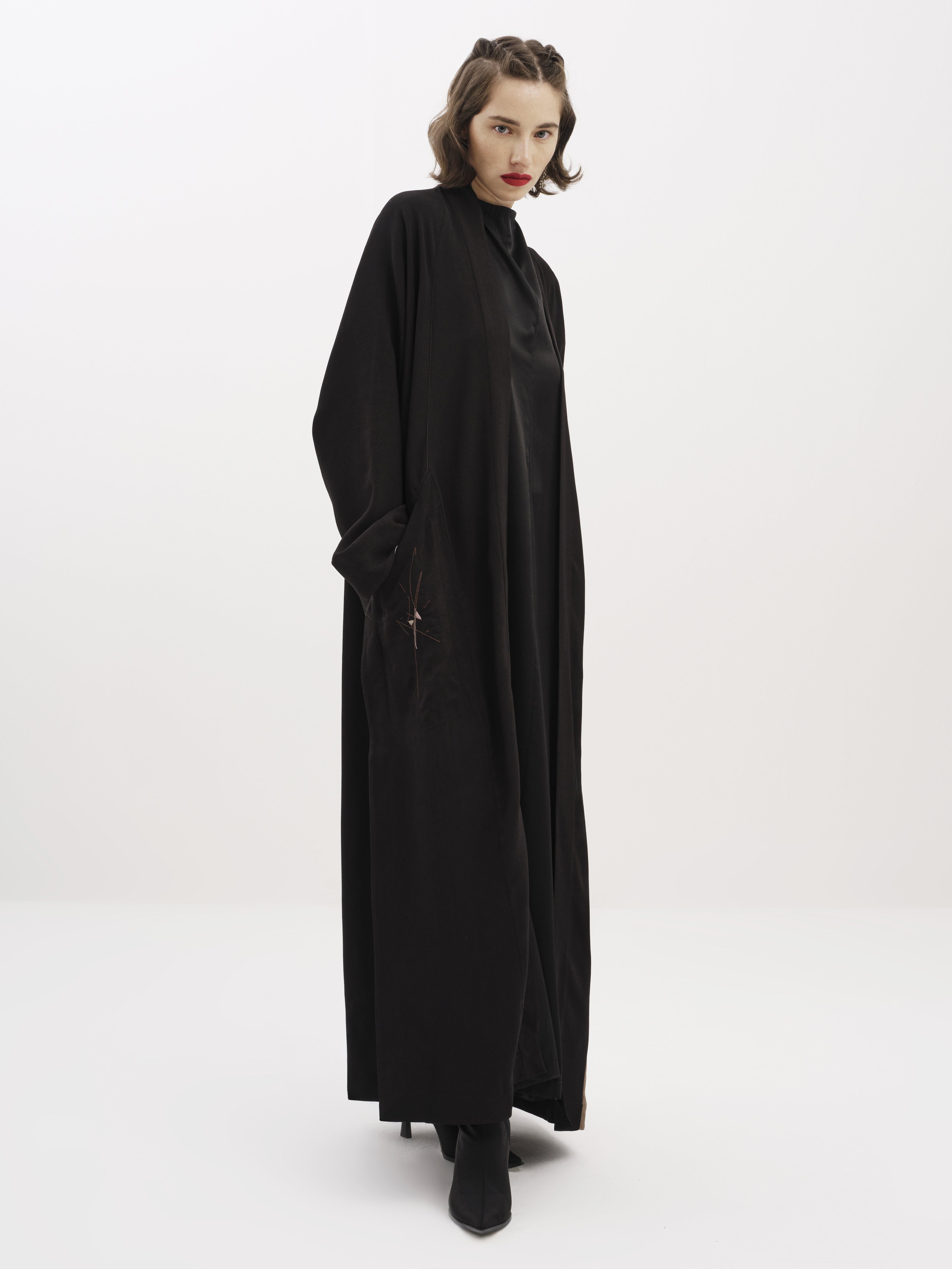 Embroidered Crepe Abaya Co-ord Set