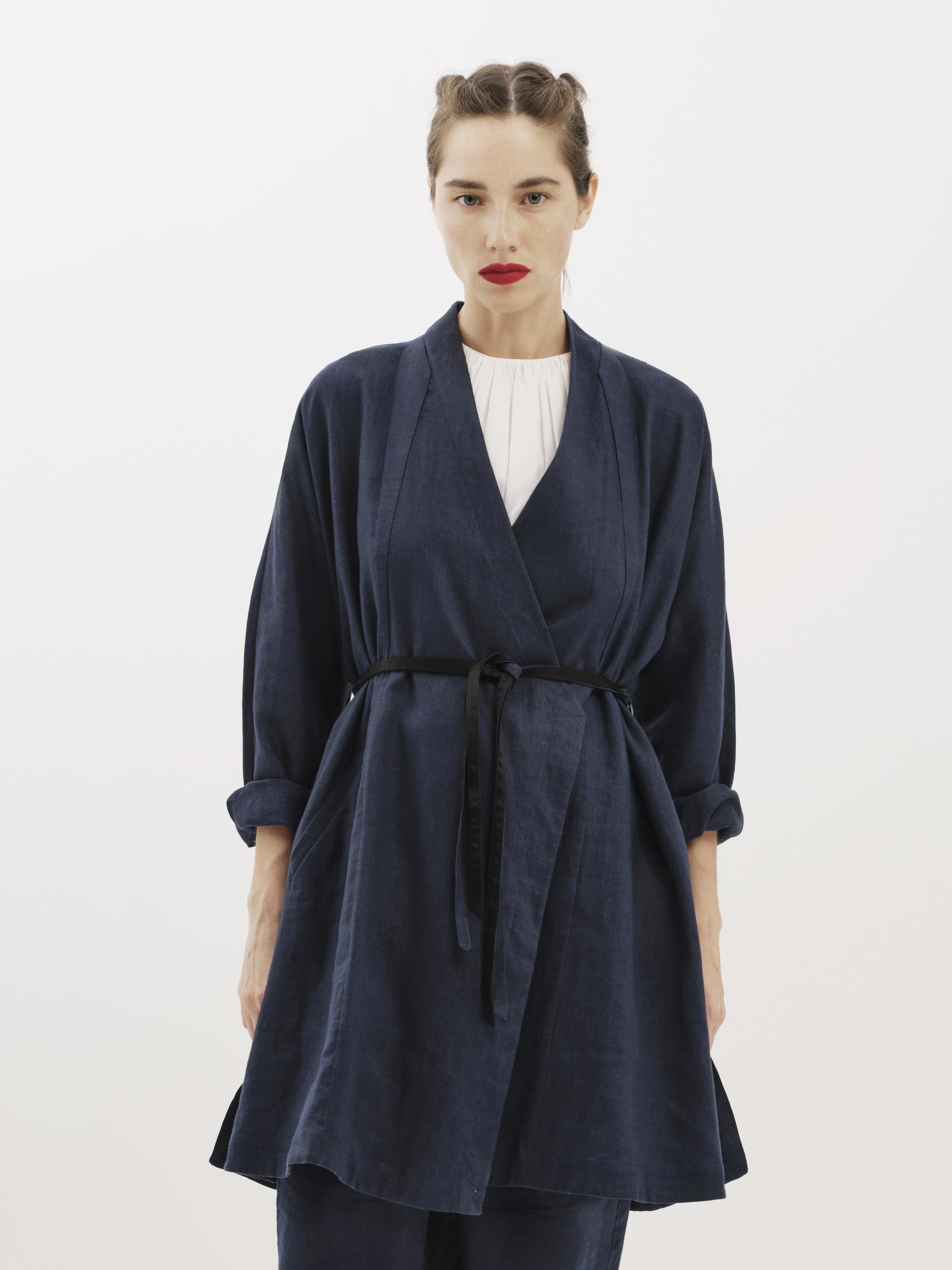 Linen Wrap Top with Belt
