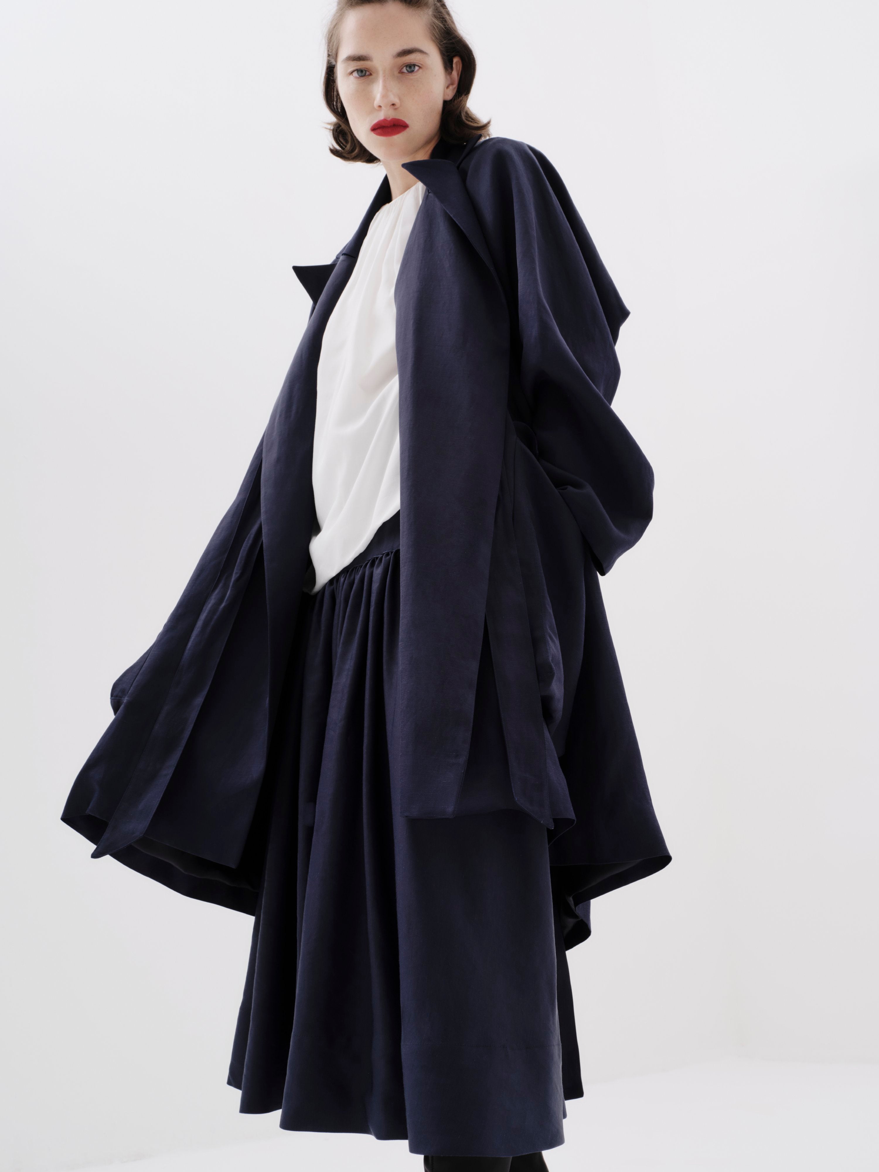 Pleated Viscose Linen Skirt