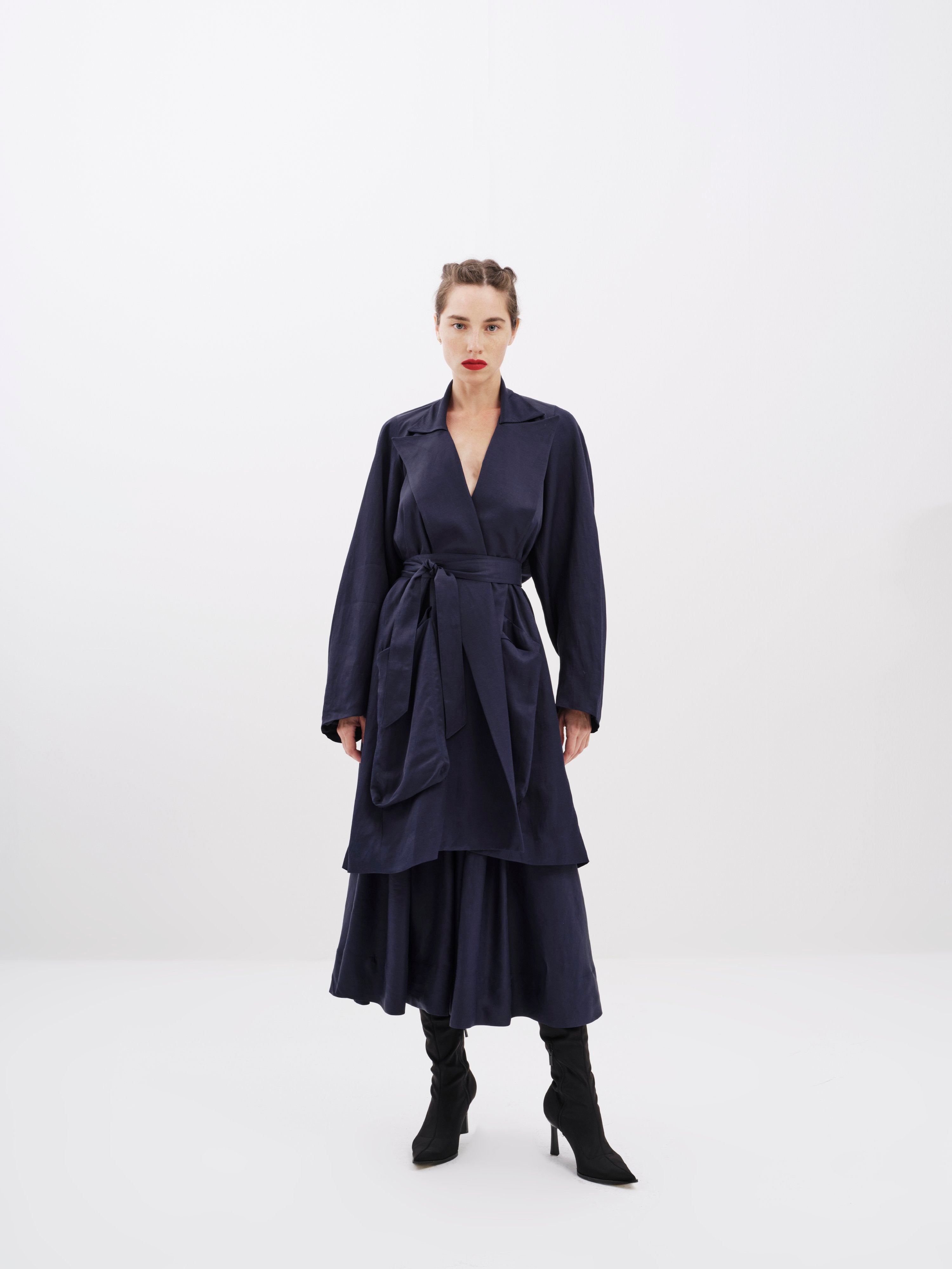 Pleated Viscose Linen Skirt