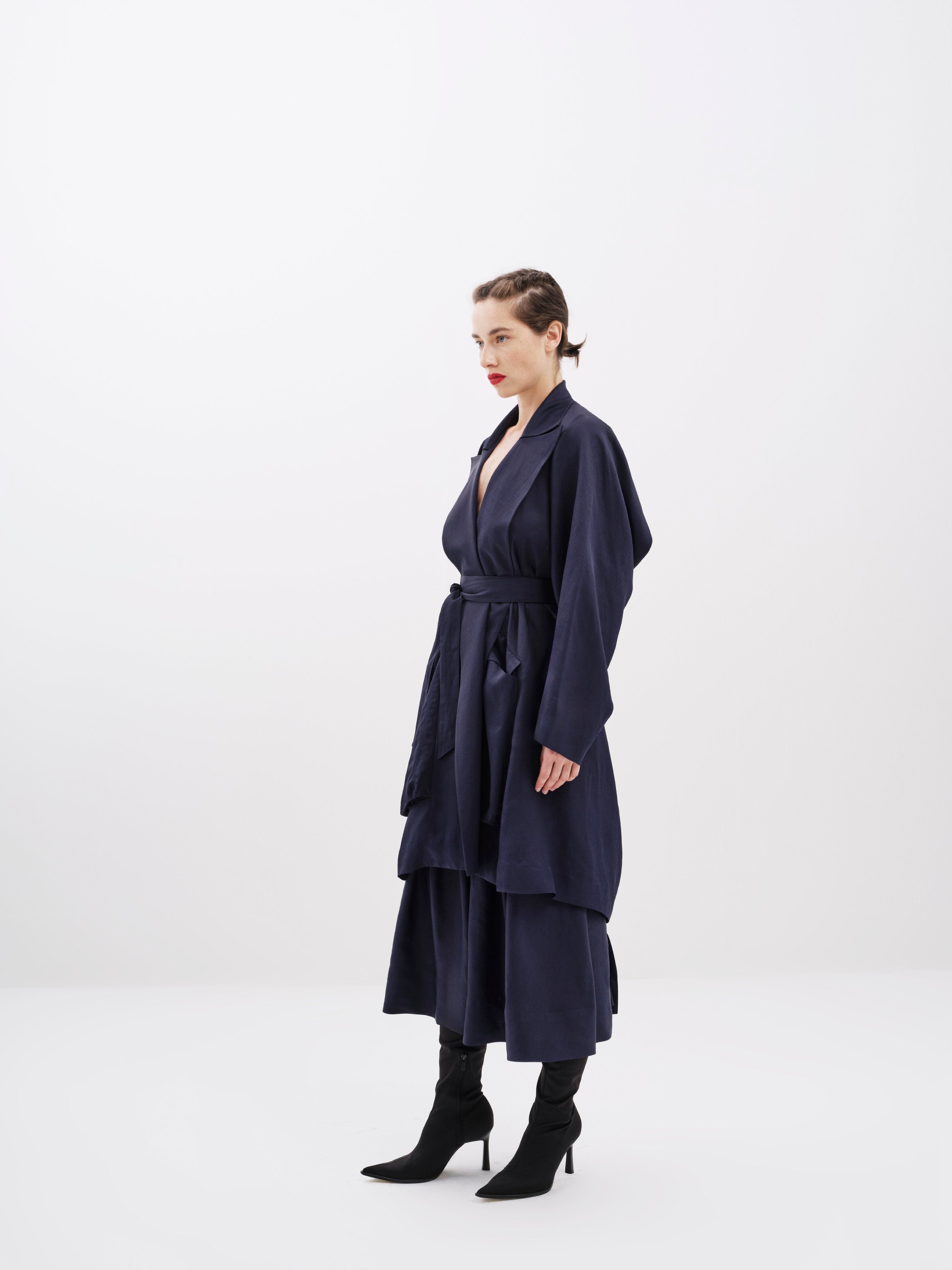 Pleated Viscose Linen Skirt